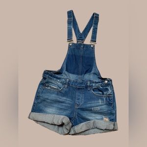 William Rast denim overall jean shorts.